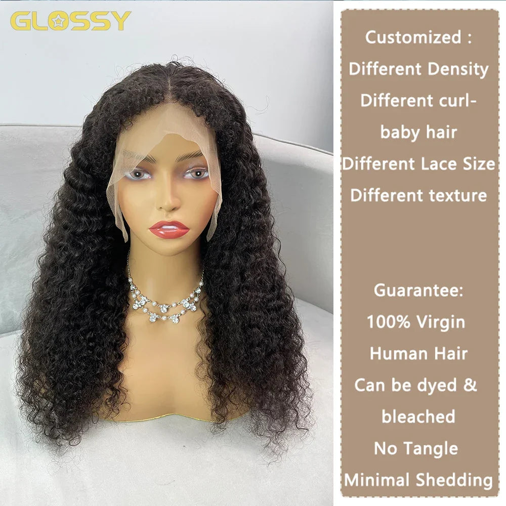 250% 13x6 HD Kinky Curly Wigs Human Hair Deep Wave Curly Lace Front Wigs Kinky Curly 4C Edges 13X4 Lace Frontal Wig For Women