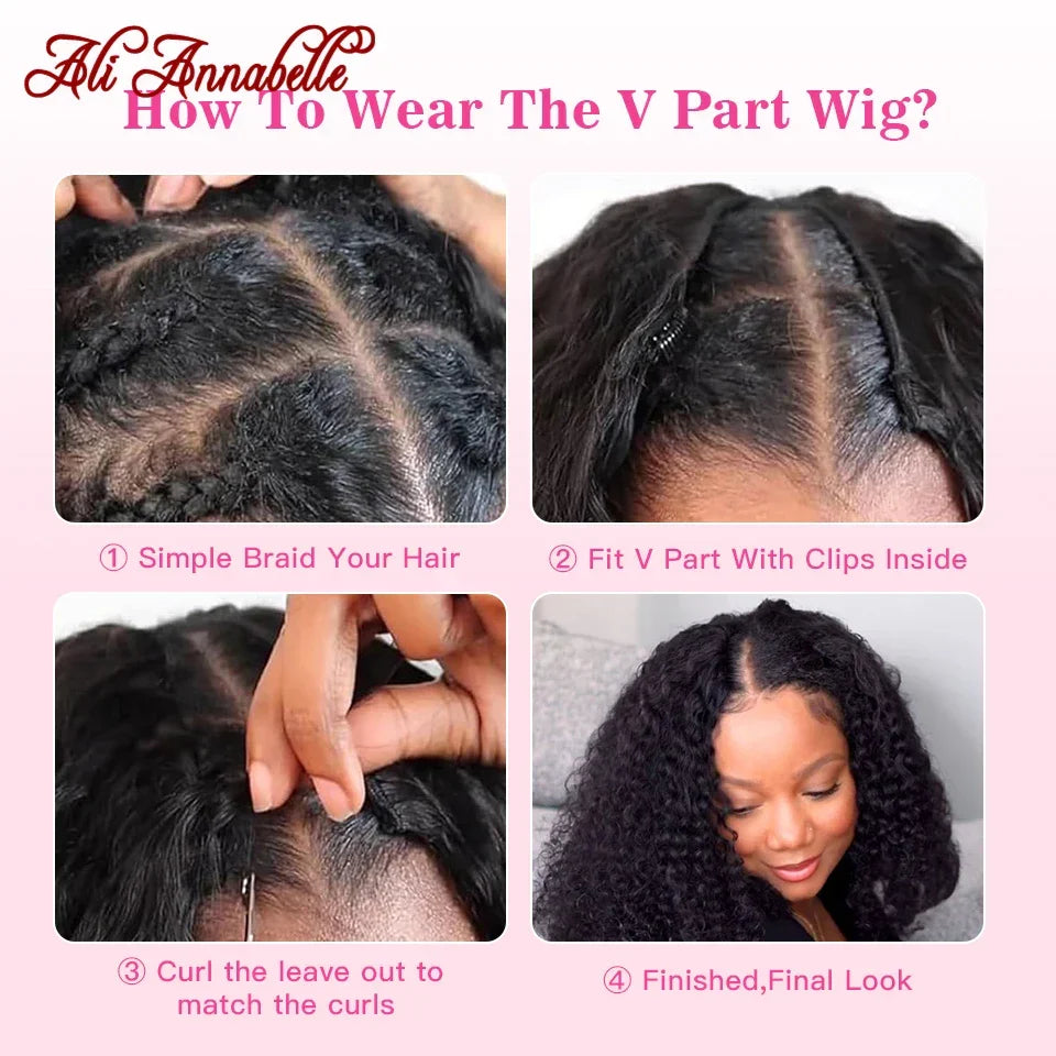Ali Annabelle Deep Wave V Part Lace Wig Human Hair Wigs For Women Pre Plucked Hairline No Glue Lace Wig Remy Brazilian Hair 180%