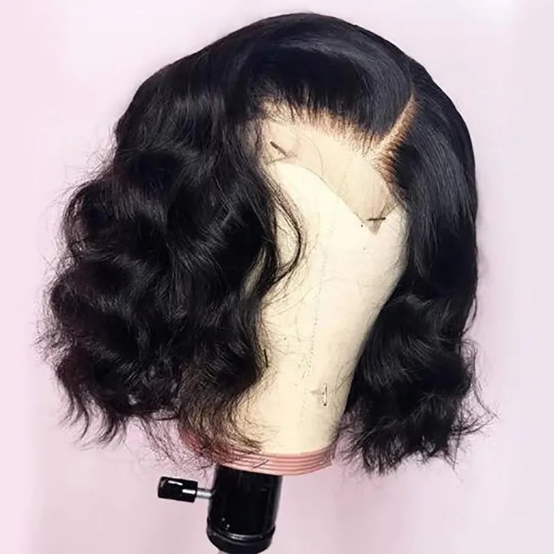 Water Wave Short Bob Wig lnvisible HD Lace 13x6 Deep Curly Wig Remy Human Hair 6×6 HD Lace Frontal Wigs 250Density Glueless Wigs