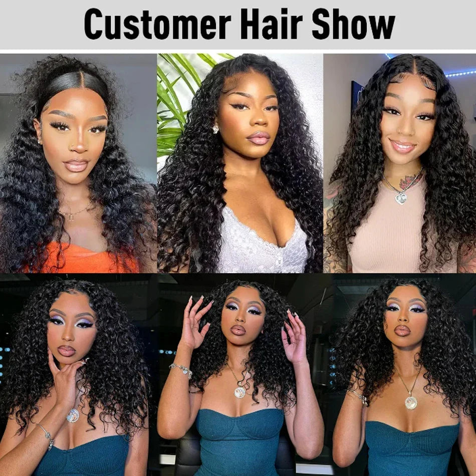 13x6 Glueless 230 Density Brazilian Deep Wave Curly HD 360 Lace Frontal Human Hair Wig For Women Preplucked Best Hair Water Wig