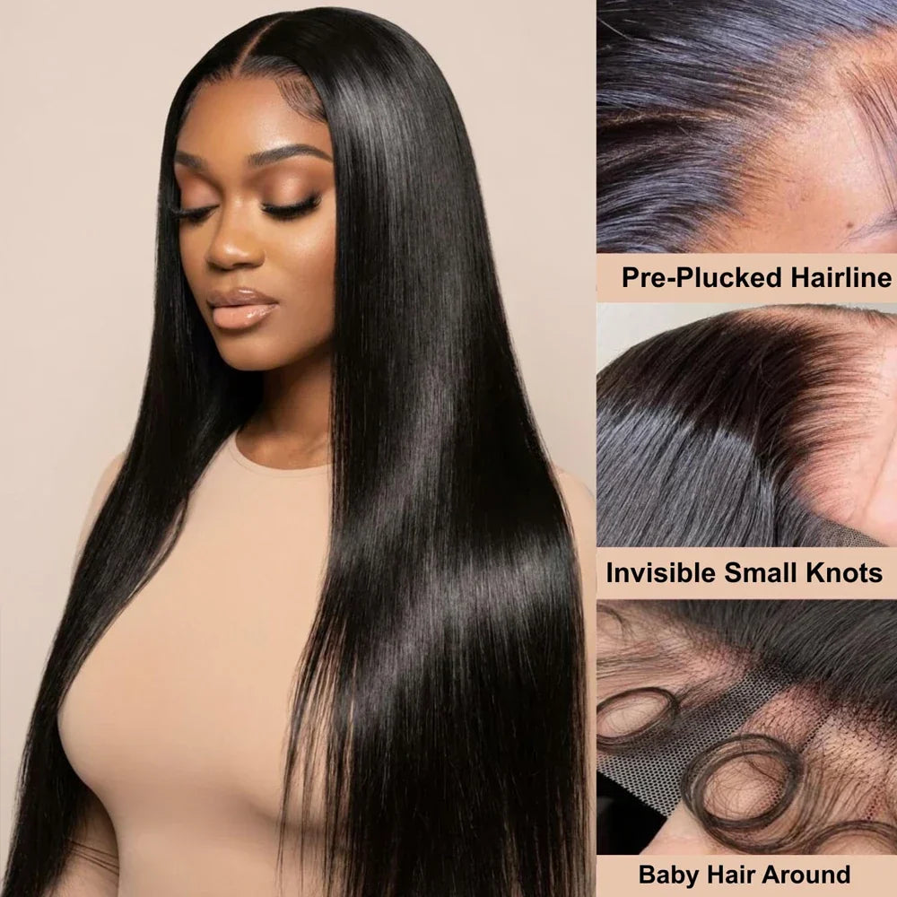 42 44 Inch Lace Front Human Hair Wigs 13x4 13x6 Transparent Lace Bone Straight Wig Brazilian 250 Density Frontal Wigs For Women