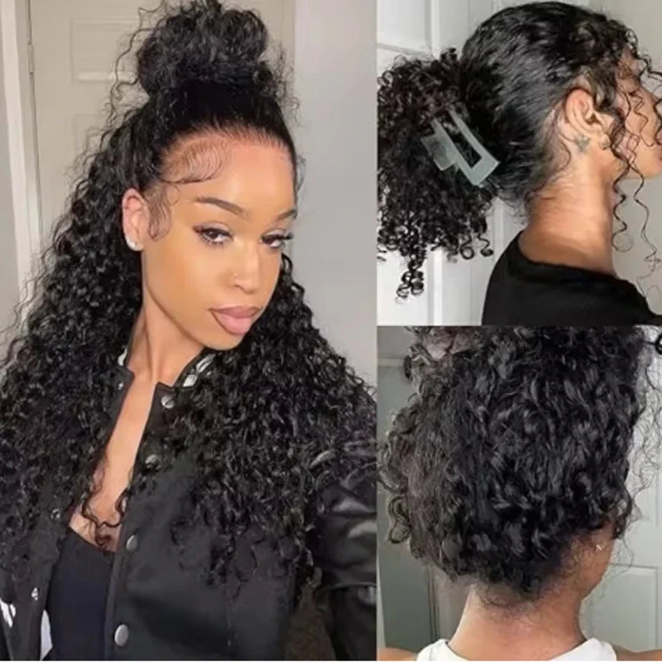 13x6 Glueless 230 Density Brazilian Deep Wave Curly HD 360 Lace Frontal Human Hair Wig For Women Preplucked Best Hair Water Wig