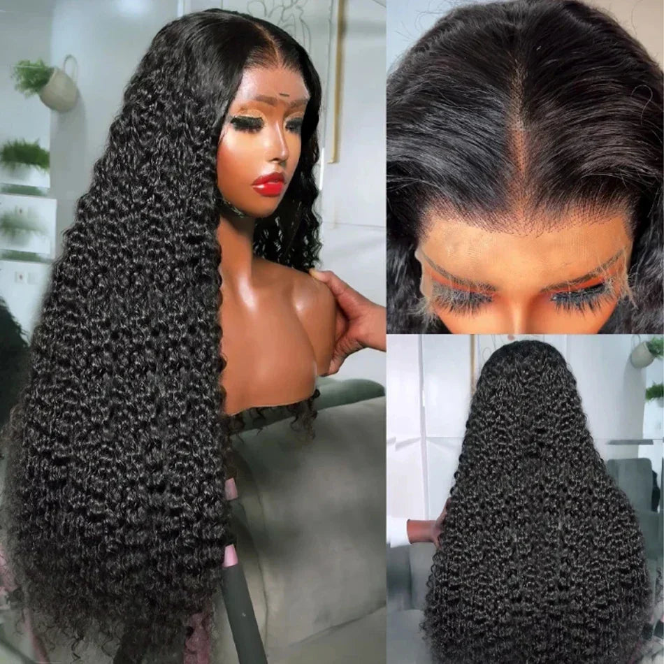 Human Hair 13x6 HD Kinky Curly Lace Frontal Wigs Deep Curls Brazilian 13X4 Closure Wear And Go Wigs Isee Glueless Ready To Wear