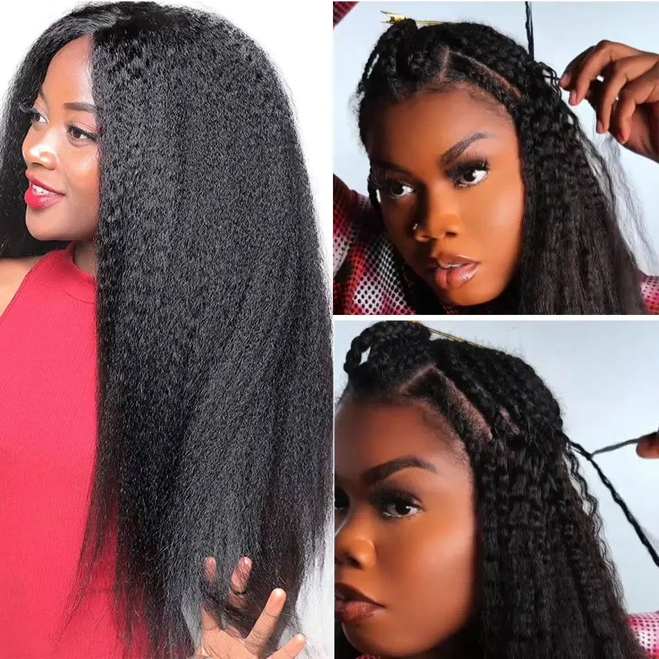 Kinky Straight Feather Crochet Human Hair Braid Hair Extensions Knotless Invisible Knot Pre-Separated Brazilian Human Bundles
