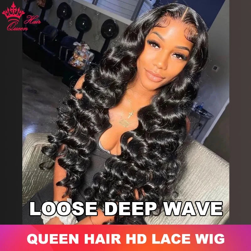 Queen Hair Loose Deep Real HD Lace Wig Raw Hair Pre Plucked Full Frontal 13x6 13x4 5x5 6x6 Closure Melt Skin Lace HD Lace Wig