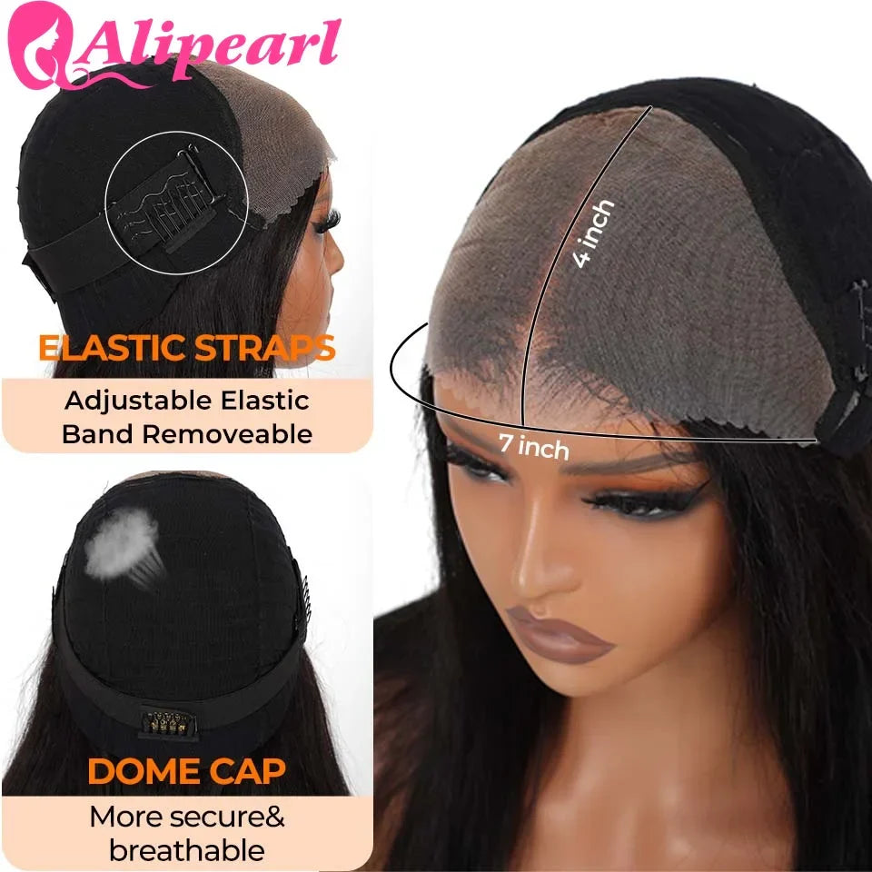 Alipearl #4 Color Body Wave 4x7 Lace Closure Ready Go Glueless Transparent Wig Brown Color Pre cut Lace Pre Pluck Bleach Knots