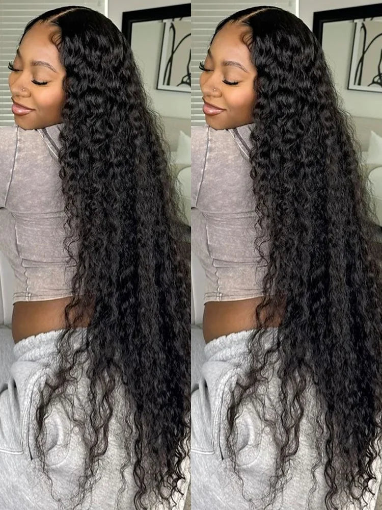 300 Density Water Wave Human Hair Wig 30 40inch Glueless Deep Wave 13x6 Hd Curly Lace Front Human Hair Wigs On Clearance Sale