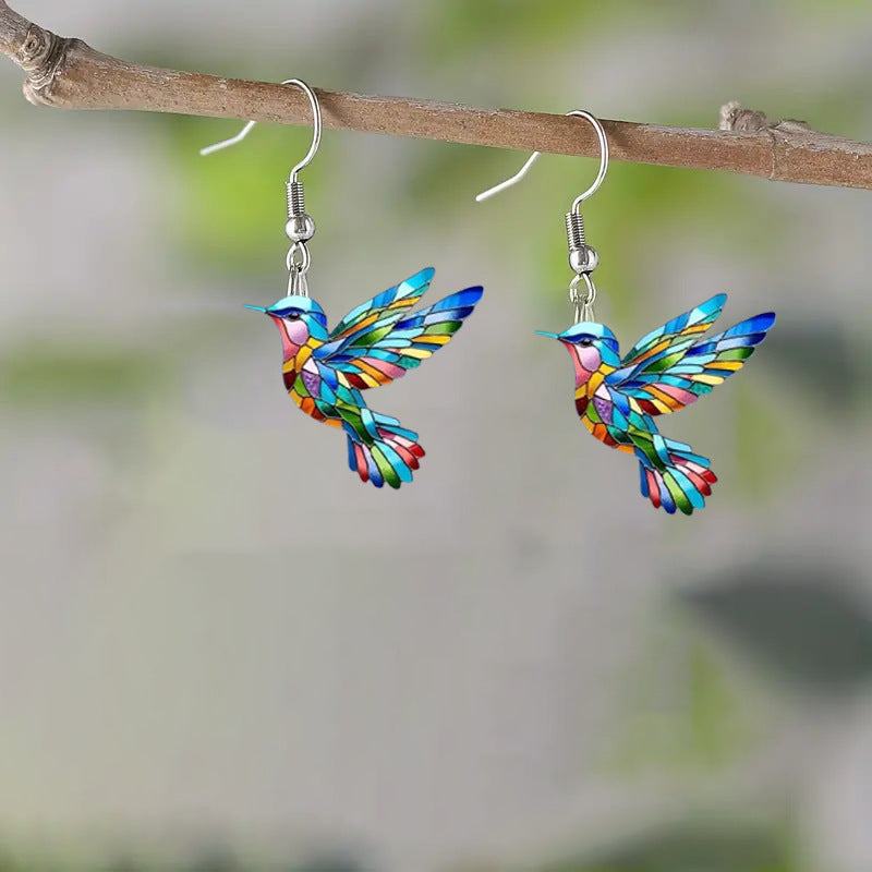 Hummingbird Earrings And Necklace Three-Piece Set