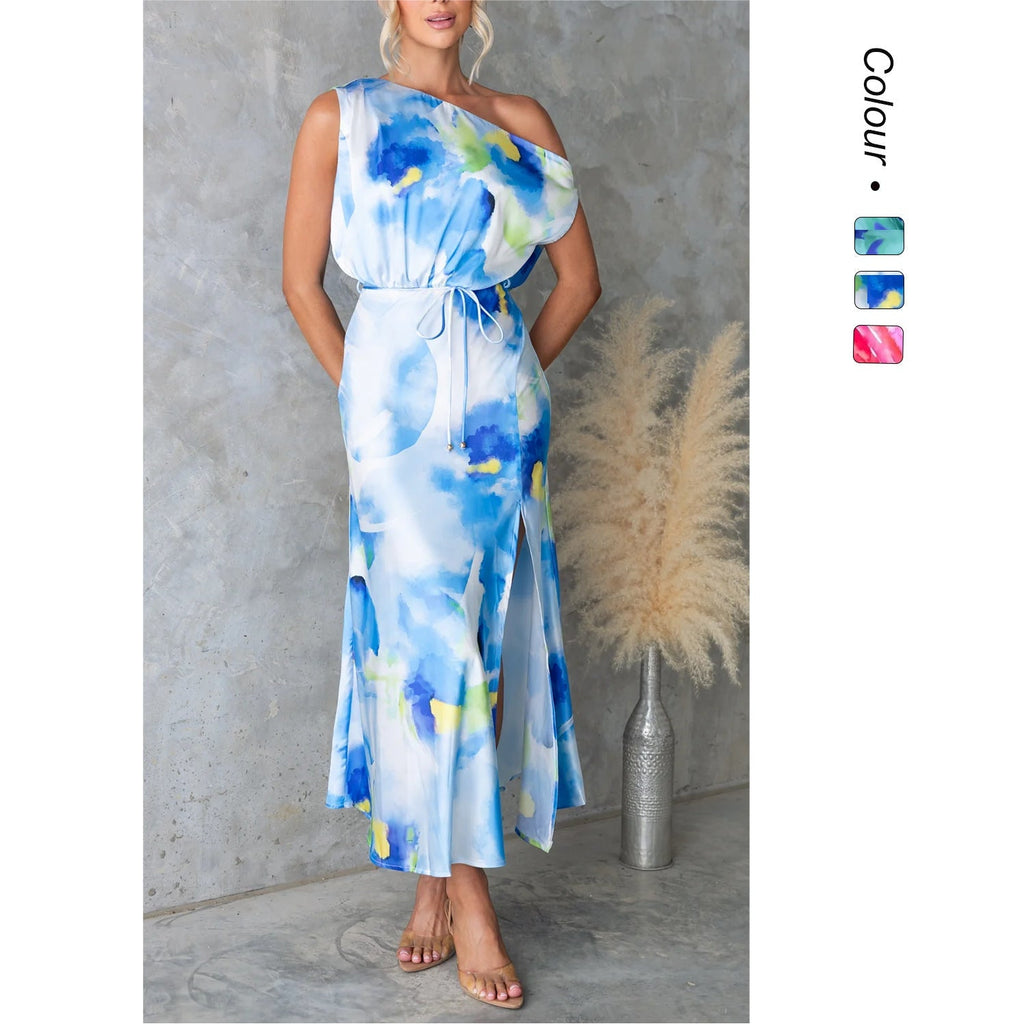 New Arrival Split-hem Sleeveless Printed Dress