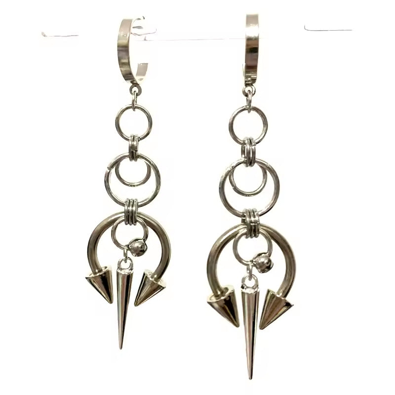Gothic Sewing Rivet Two-Way Spiked Earrings