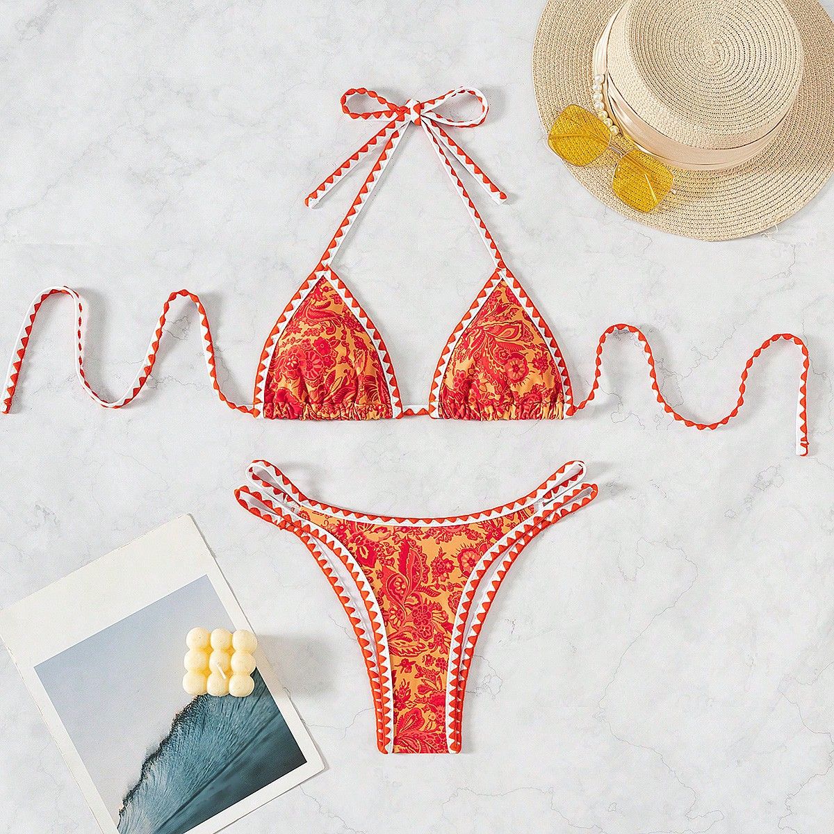 Printed Halterneck Sexy Bikini Two-Piece Swimsuit