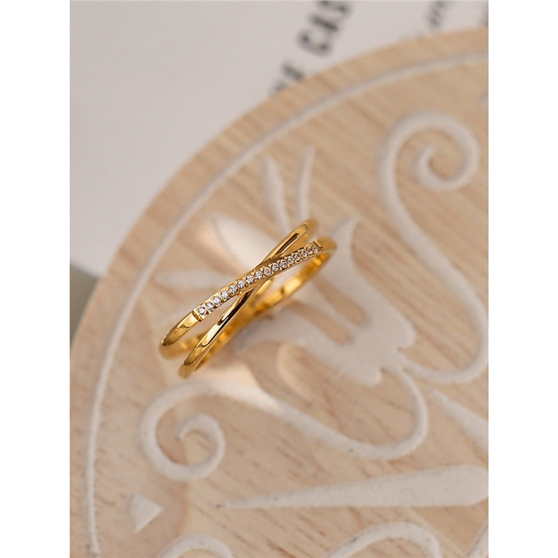 Non-fading Light-luxury Exquisite Zircon Cross Ring