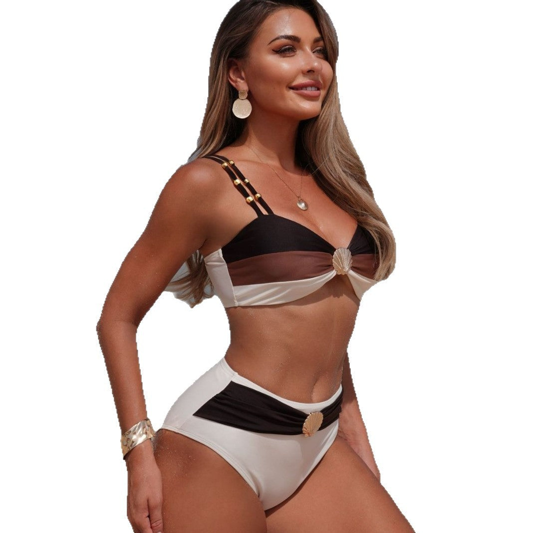 Sexy Scallop-Print Two-Piece Bikini Set