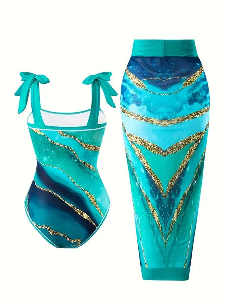 New Swimsuit With Premium Print, One-Piece Casual Two-Piece Set, Sexy Bikini