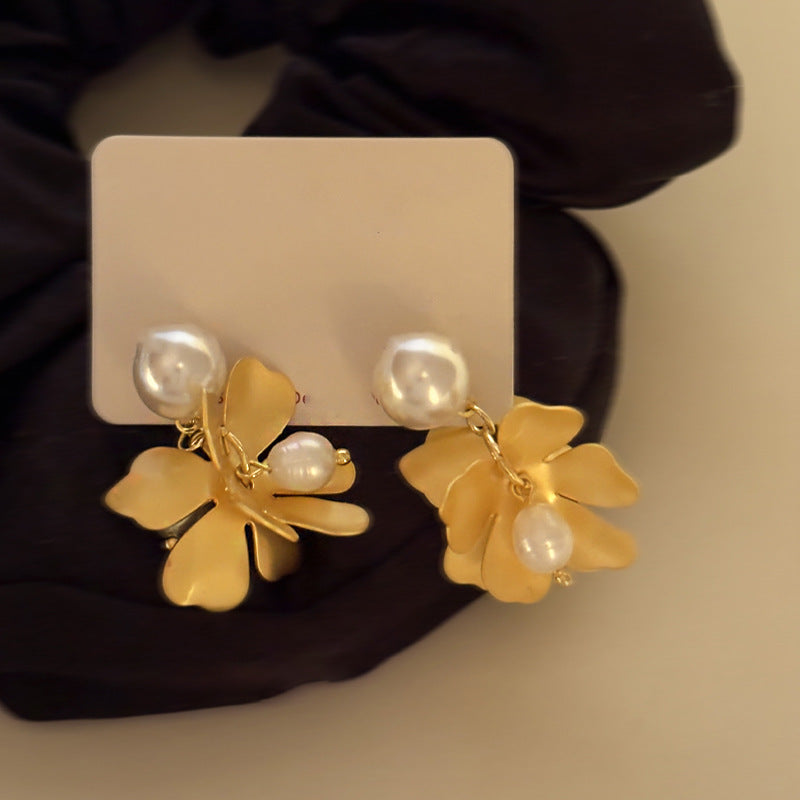 Freshwater Pearl Flower Earrings For Women