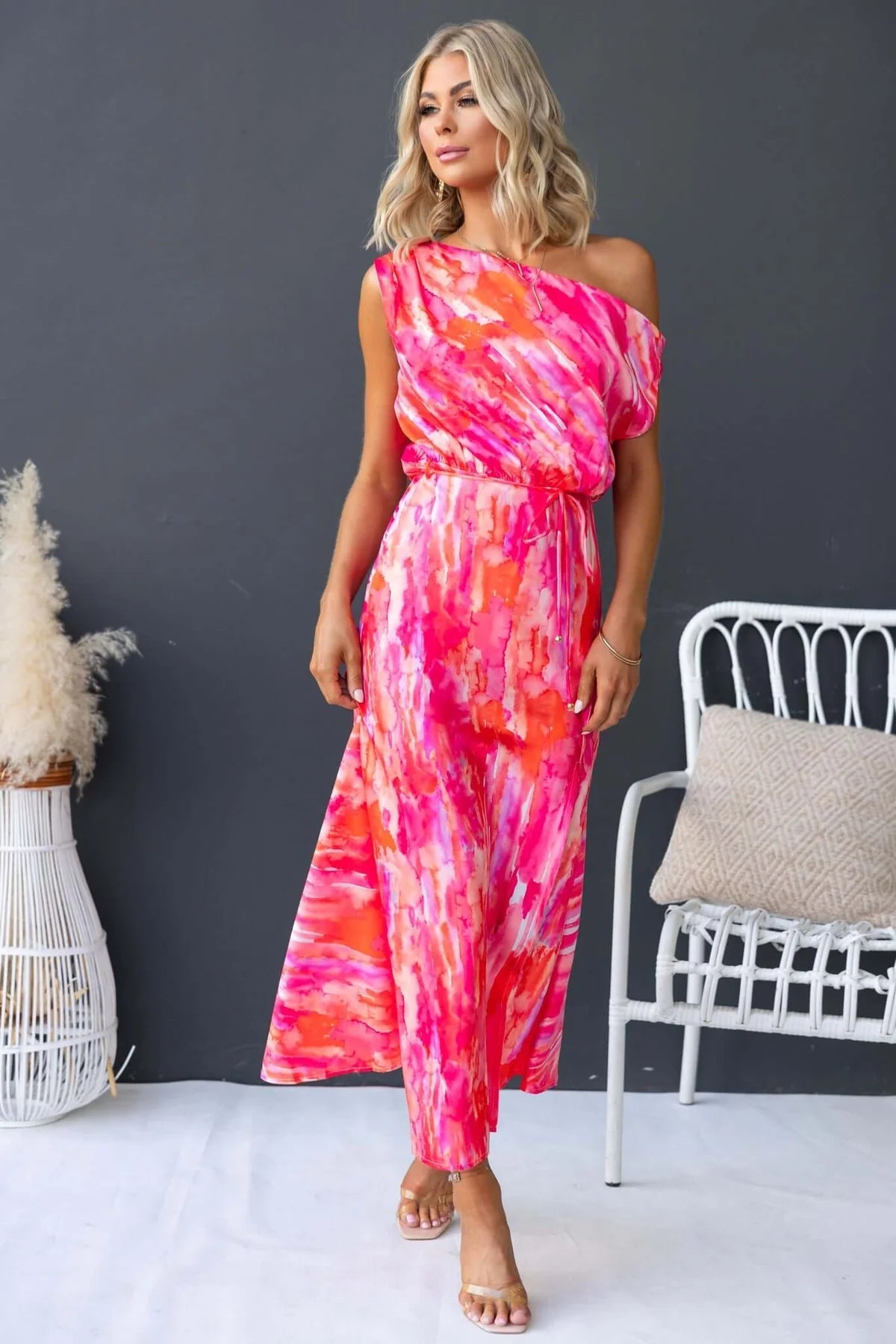 New Arrival Split-hem Sleeveless Printed Dress