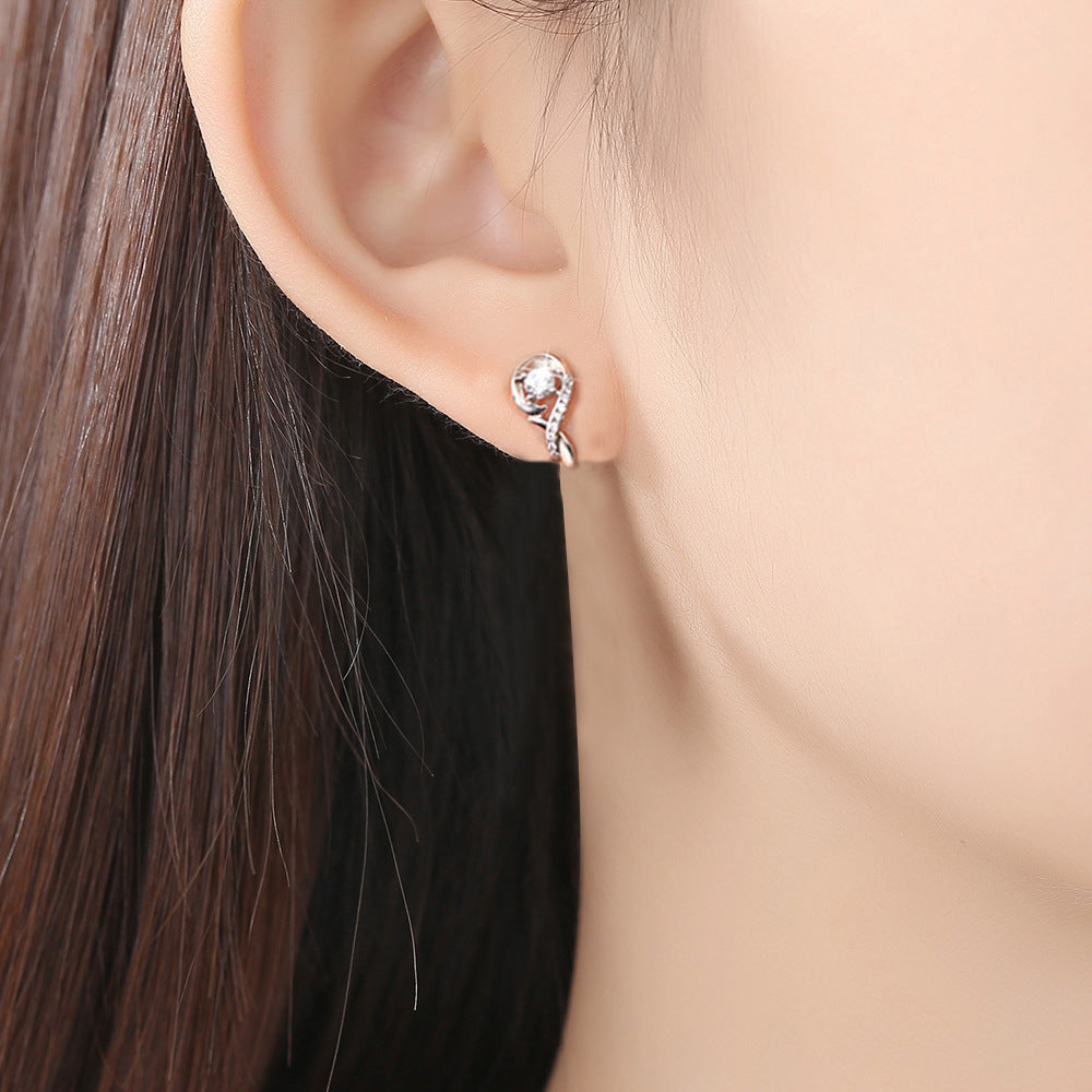 Korean Fashion Classic Silver Elegant Womens Musical Note Earrings Jewelry