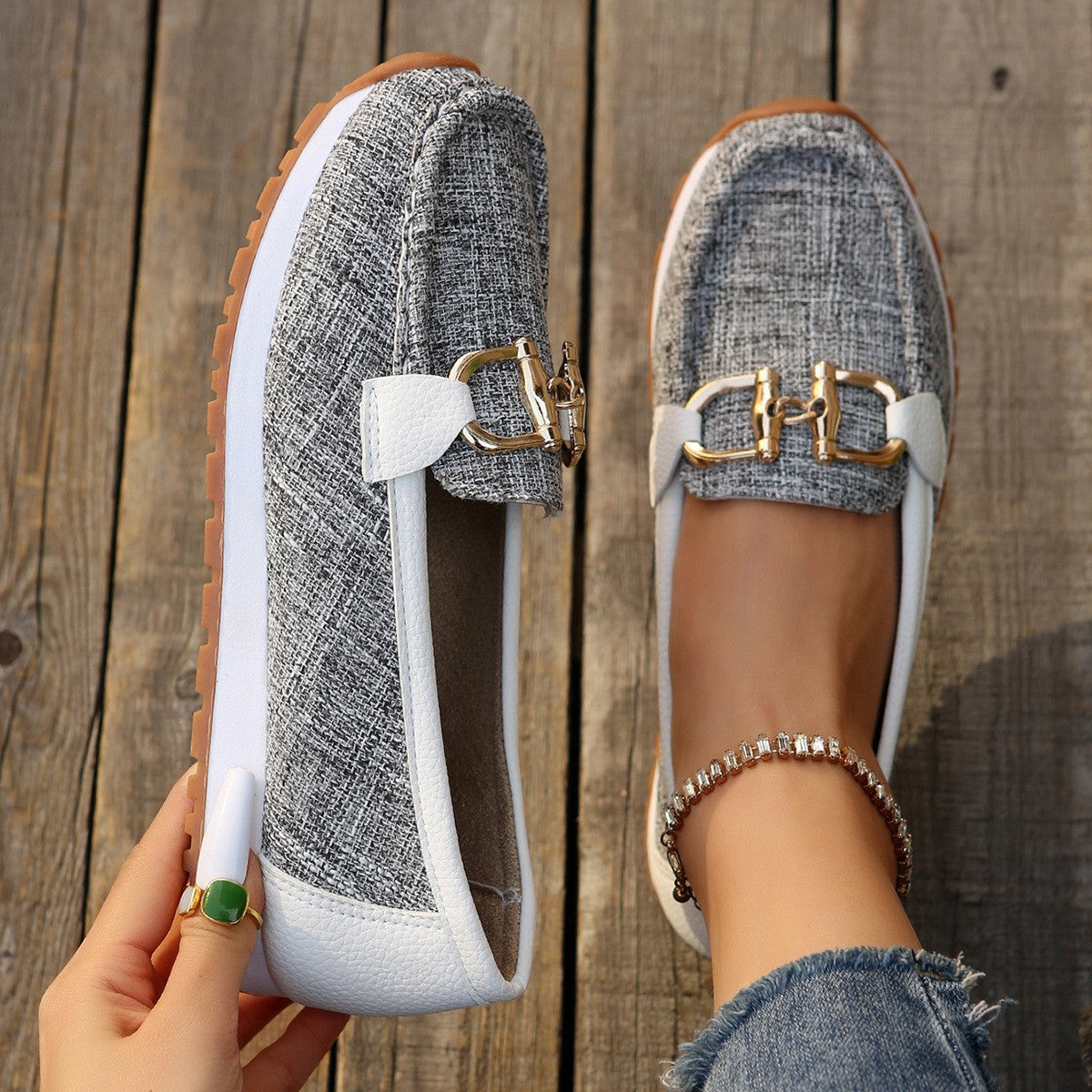 Spring New Arrival Plus-Size Chain-Buckle Slingback Womens Shoes