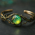 Vintage Royal-style Emerald Earrings With Gold-plated Vine And Branch Design
