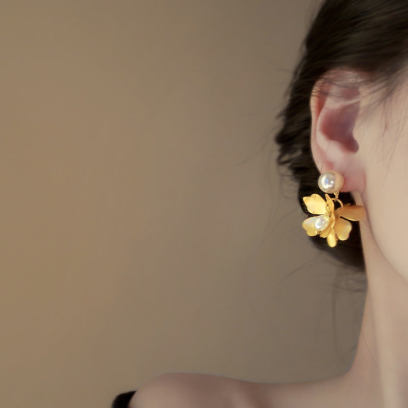 Freshwater Pearl Flower Earrings For Women