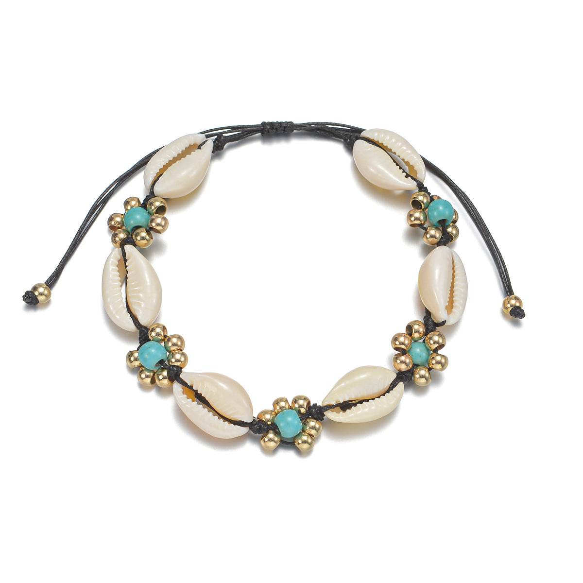 Seashell Rice-bead Woven Adjustable Rope Beach Anklet