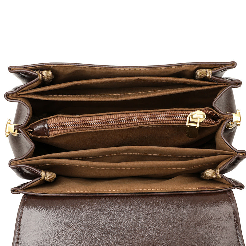 Retro Commuter PU Soft Leather Multi-Compartment Versatile Casual Crossbody Bag
