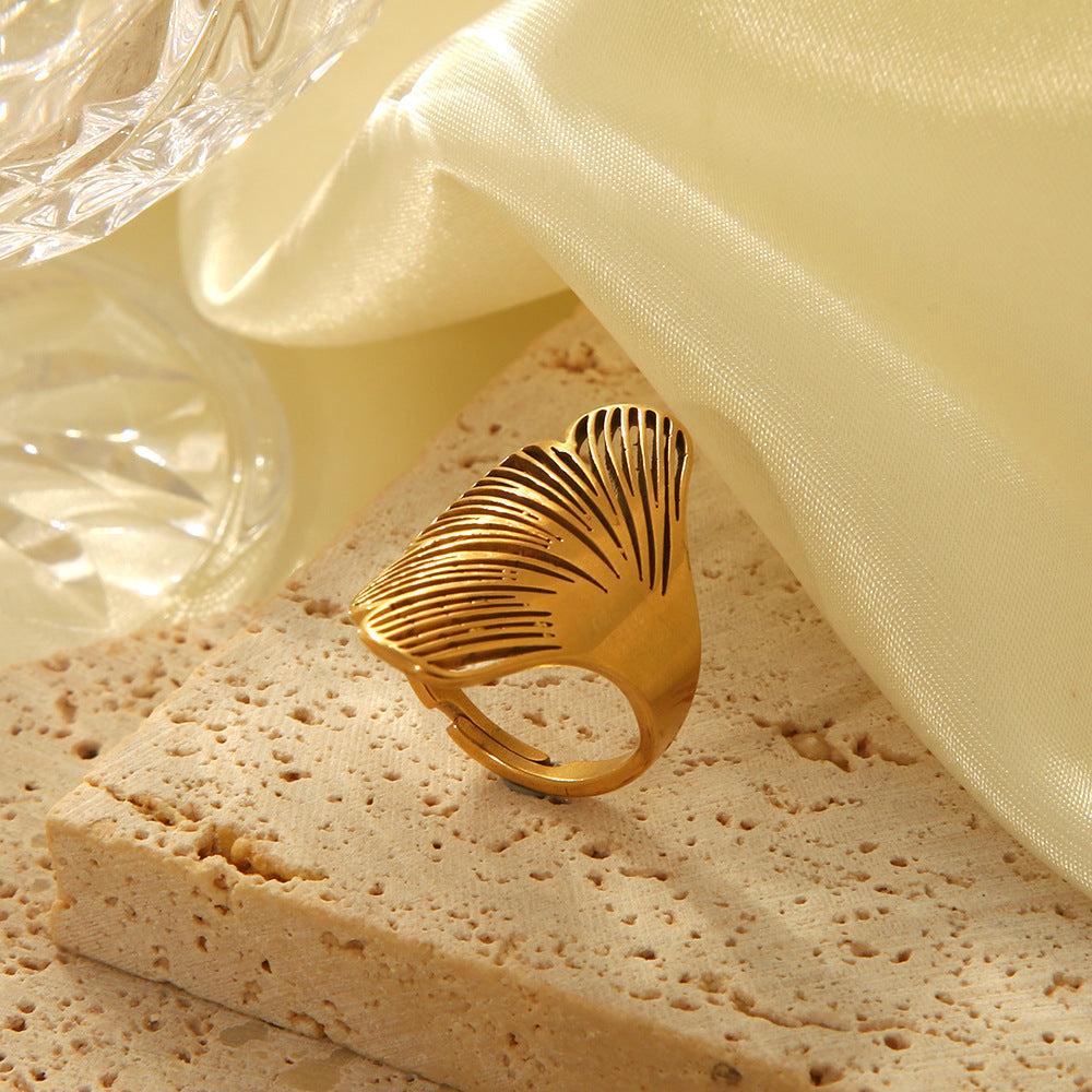 Cross-border New Product Influencer Hollow Maple Leaf Ring