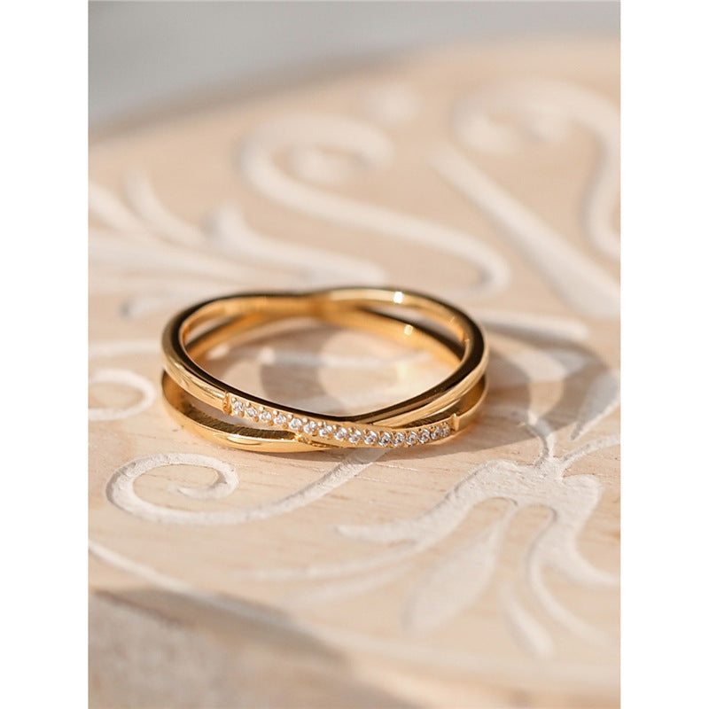 Non-fading Light-luxury Exquisite Zircon Cross Ring