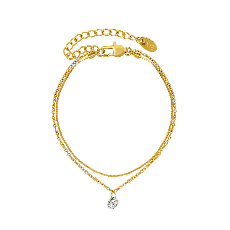 Double-layer Diamond-studded Zircon Bracelet Titanium Steel